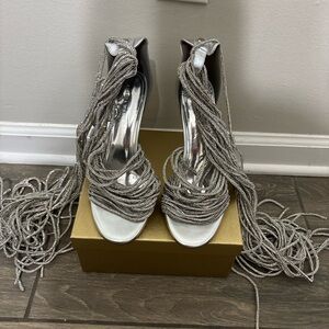 Elegant Silver Chain Heels